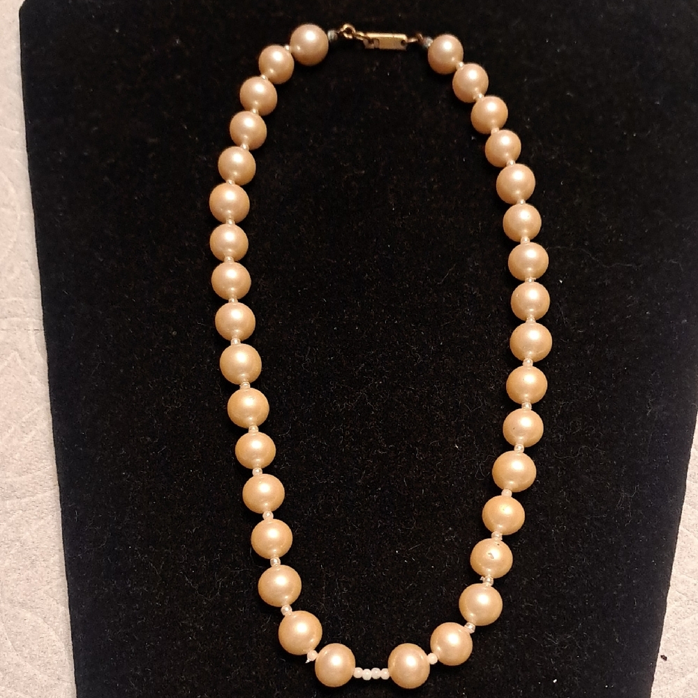 Vintage Miriam Haskell Faux Pearl Necklace To Add A Pendant with Enhancer